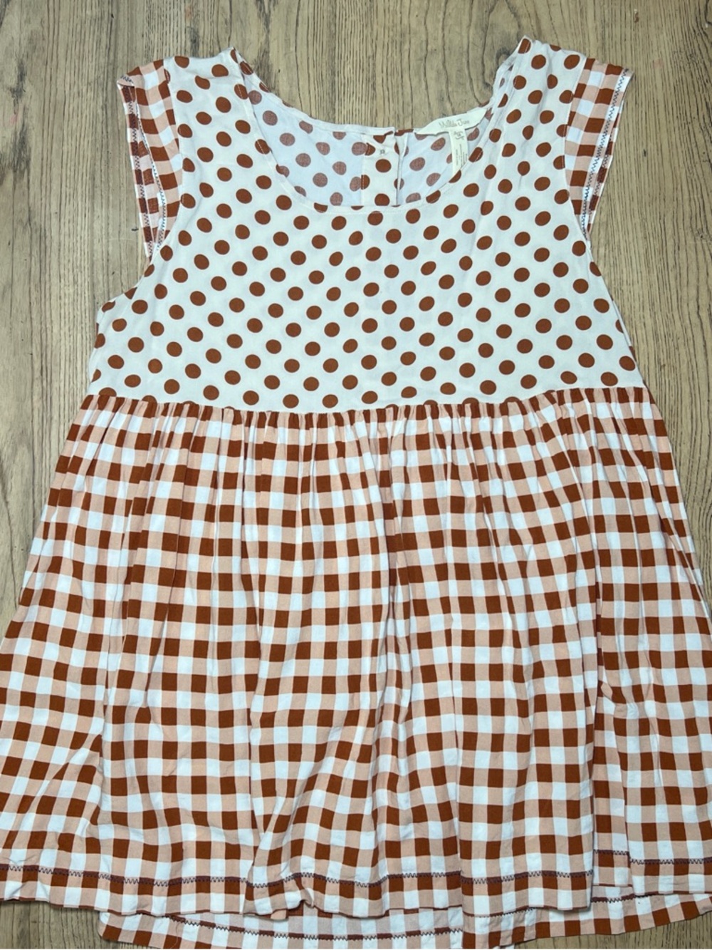 Matilda Jane White and Brown Polka Dot & Gingham Sleeveless Top